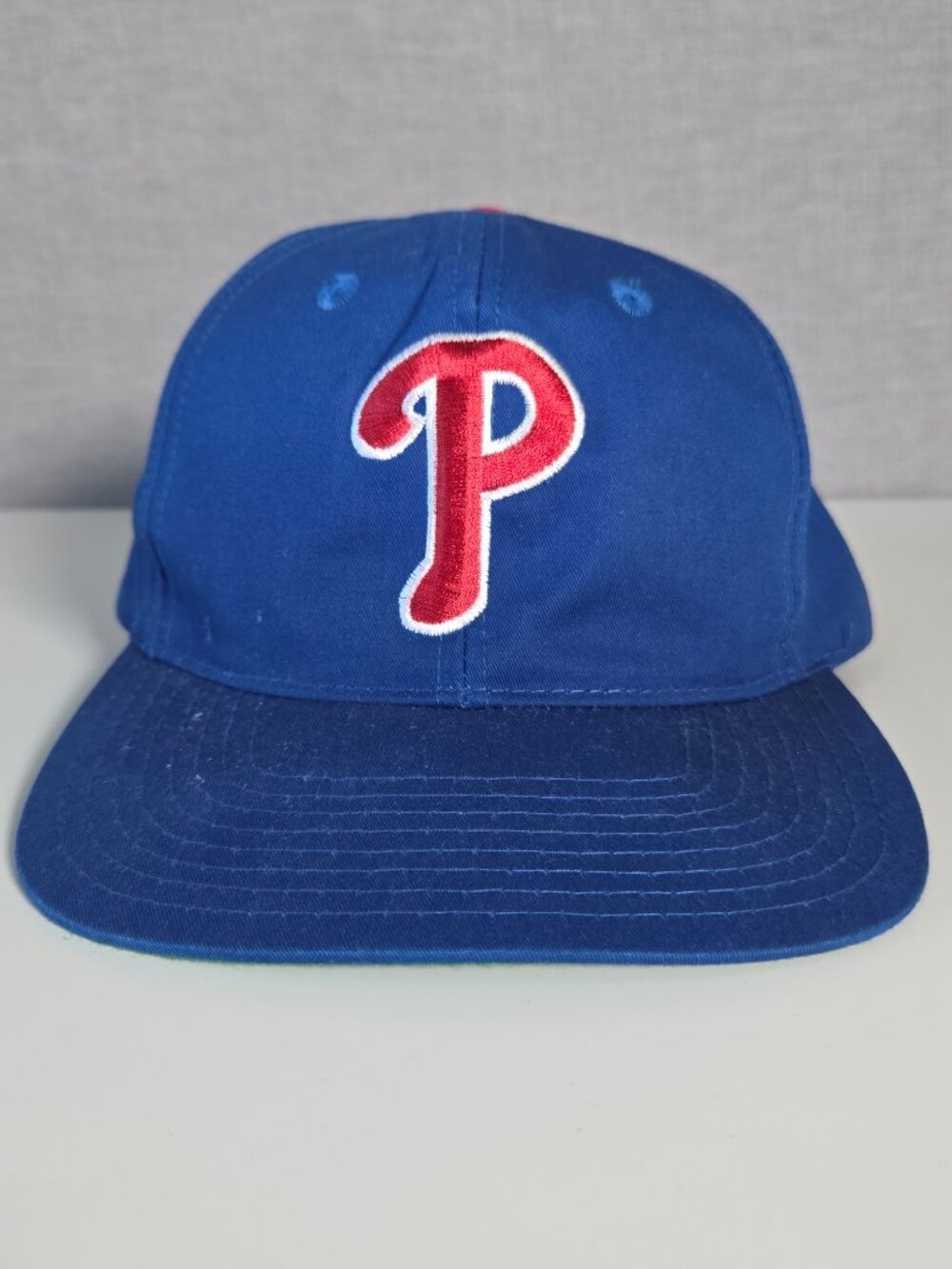 Vintage Philadelphia Phillies Twins Enterprise Snapback Hat Blue Green Brim MLB